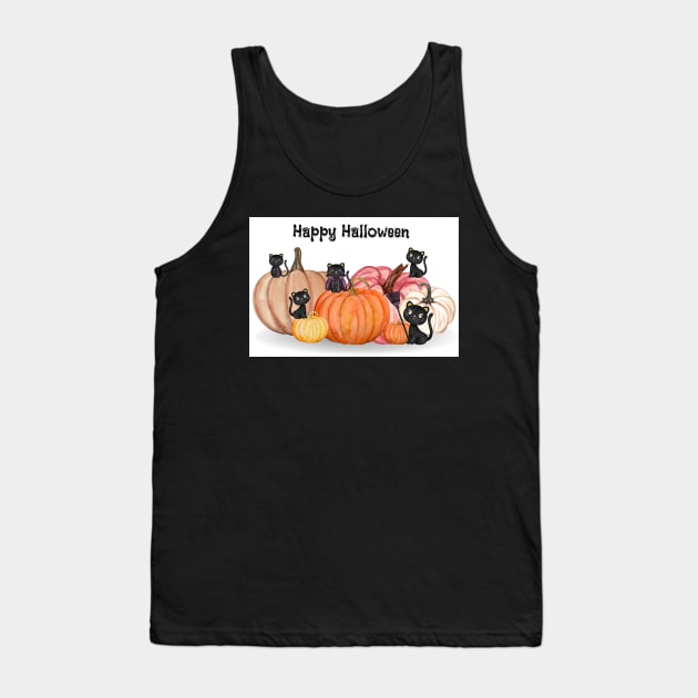 Cute Black Halloween Cats Tank Top by DaffodilArts